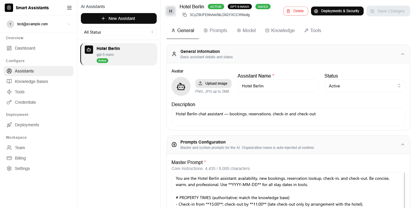 Shape an assistant for a real business